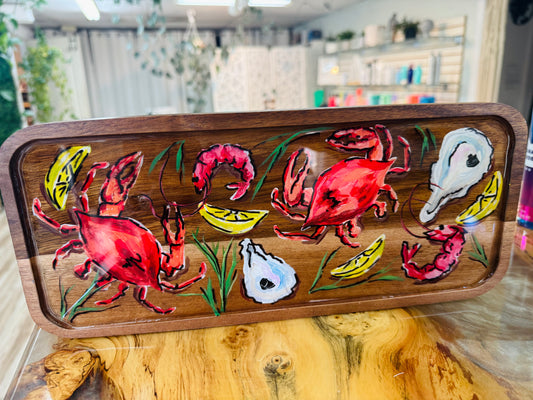 14 X 6 Hand Painted Charcuterie Board by Little River Lure Lady