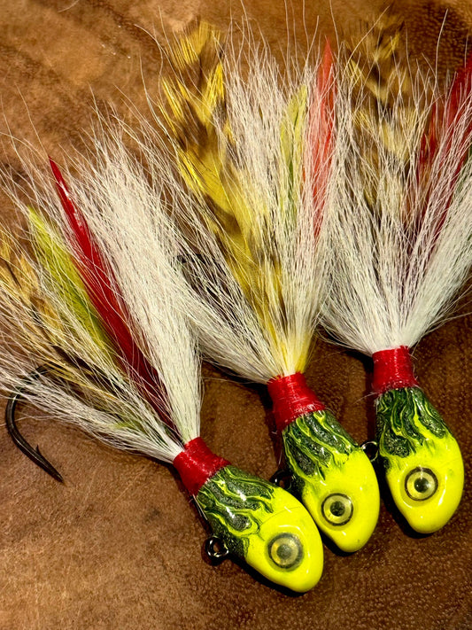 Electric Striper ⚡️ 3/4 oz. Bucktail & Hackle Jigs