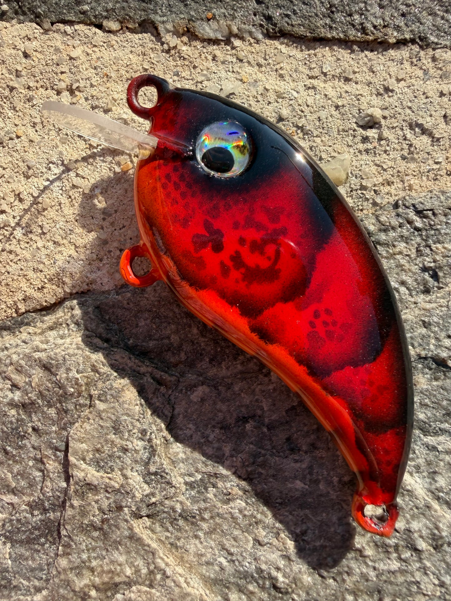 Rose Lure Co. Hand carved flat sided poplar. 3 inches. Painted by Lure Lady