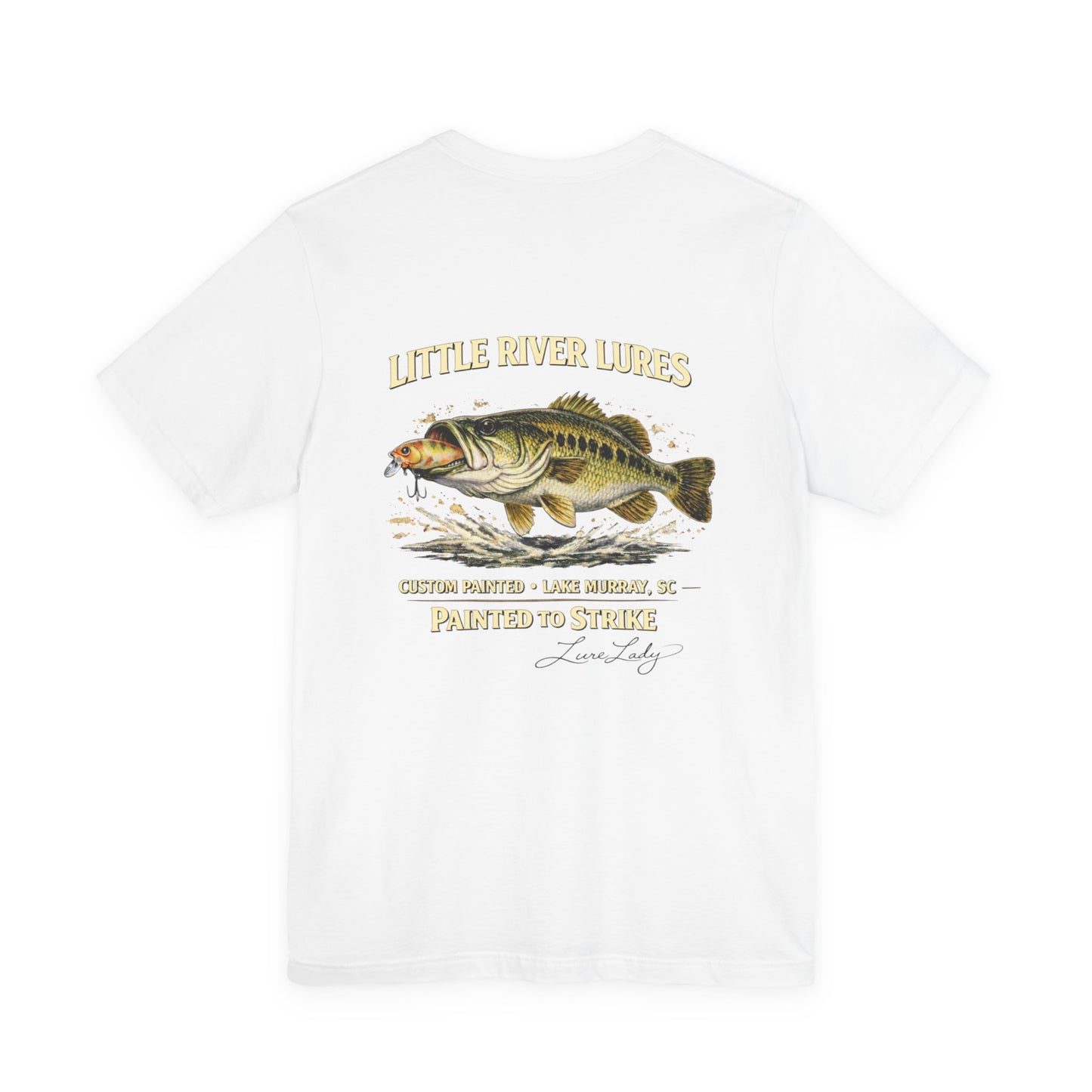 Fishing T-Shirt - Printed on Back - Logo Front Left Chest- “Little River Lures" Bass Graphic Tee