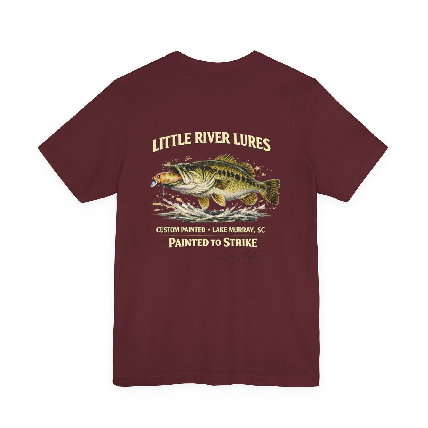 Fishing T-Shirt - Printed on Back - Logo Front Left Chest- “Little River Lures" Bass Graphic Tee