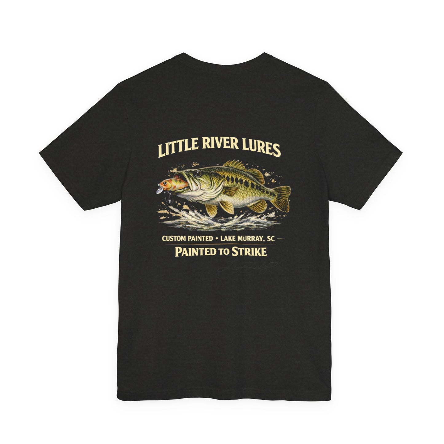 Fishing T-Shirt - Printed on Back - Logo Front Left Chest- “Little River Lures" Bass Graphic Tee