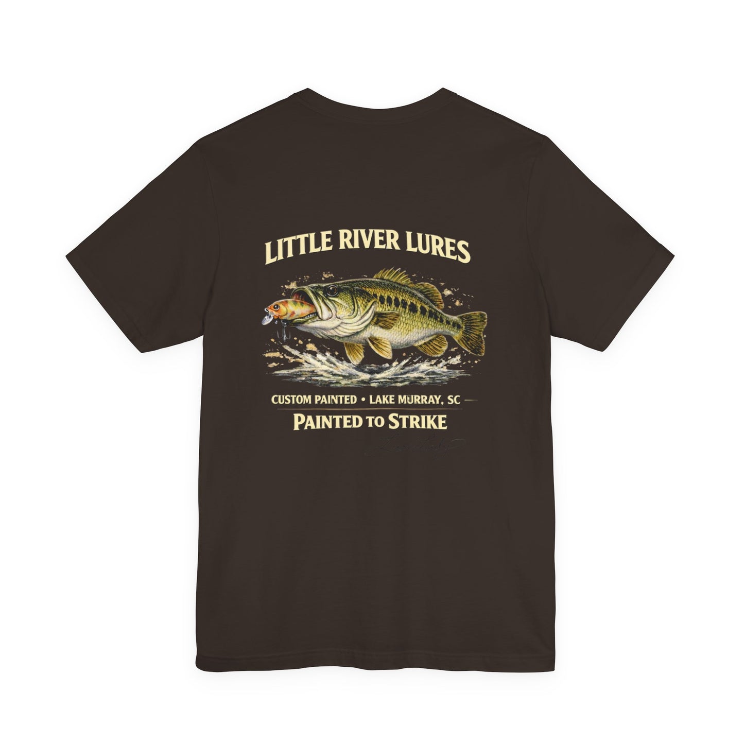 Fishing T-Shirt - Printed on Back - Logo Front Left Chest- “Little River Lures" Bass Graphic Tee
