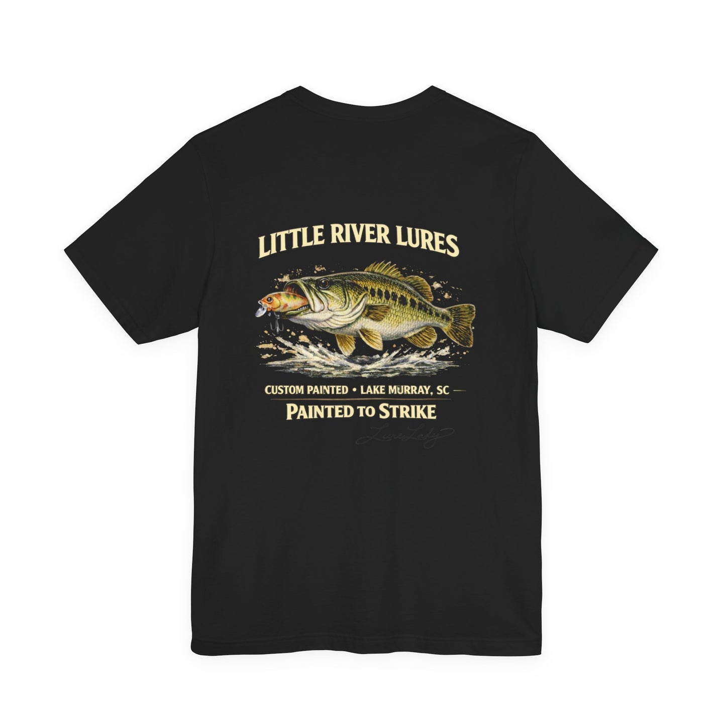 Fishing T-Shirt - Printed on Back - Logo Front Left Chest- “Little River Lures" Bass Graphic Tee