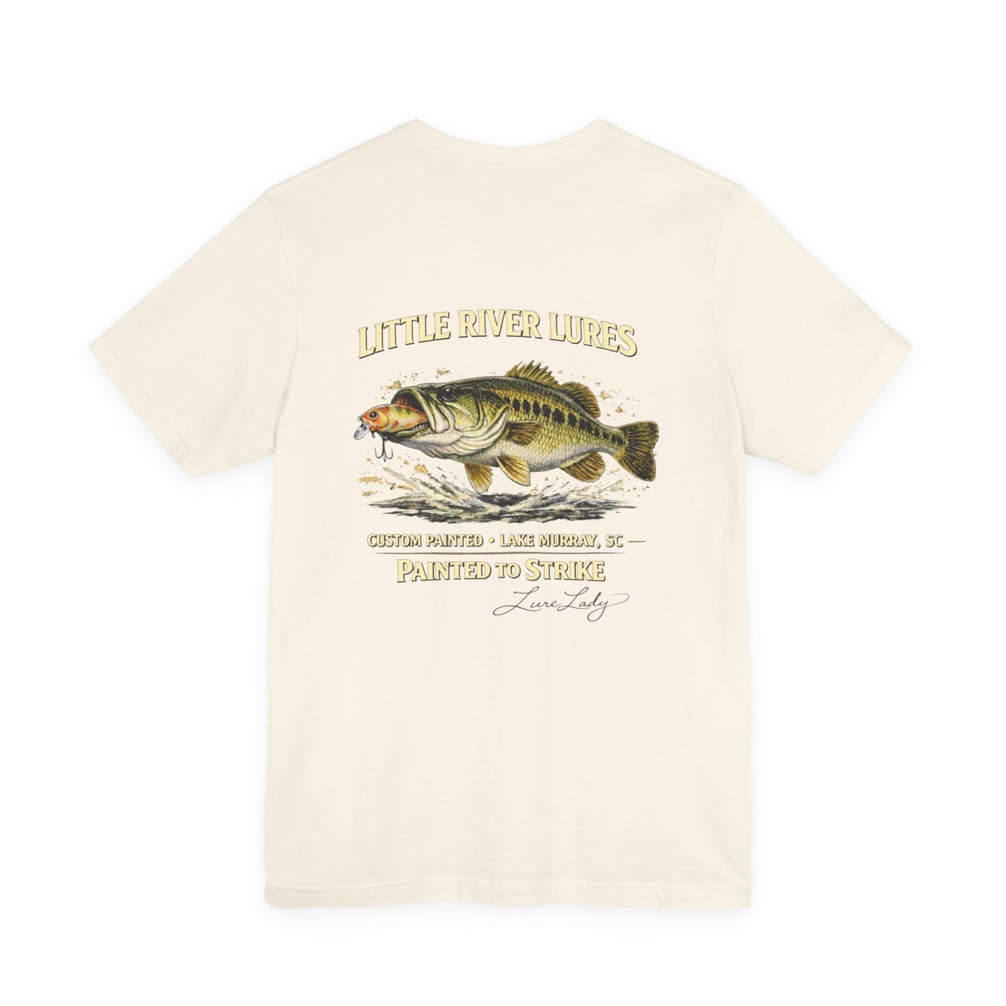Fishing T-Shirt - Printed on Back - Logo Front Left Chest- “Little River Lures" Bass Graphic Tee