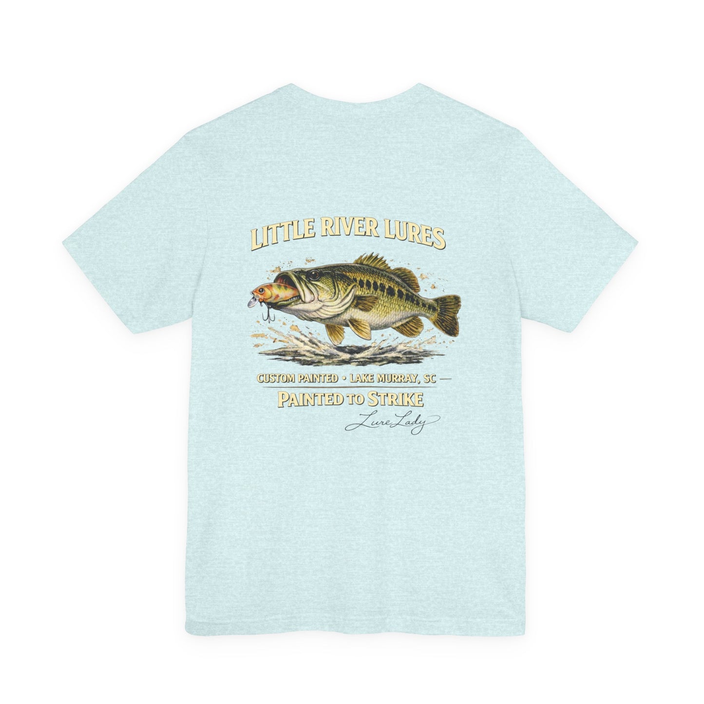 Fishing T-Shirt - Printed on Back - Logo Front Left Chest- “Little River Lures" Bass Graphic Tee