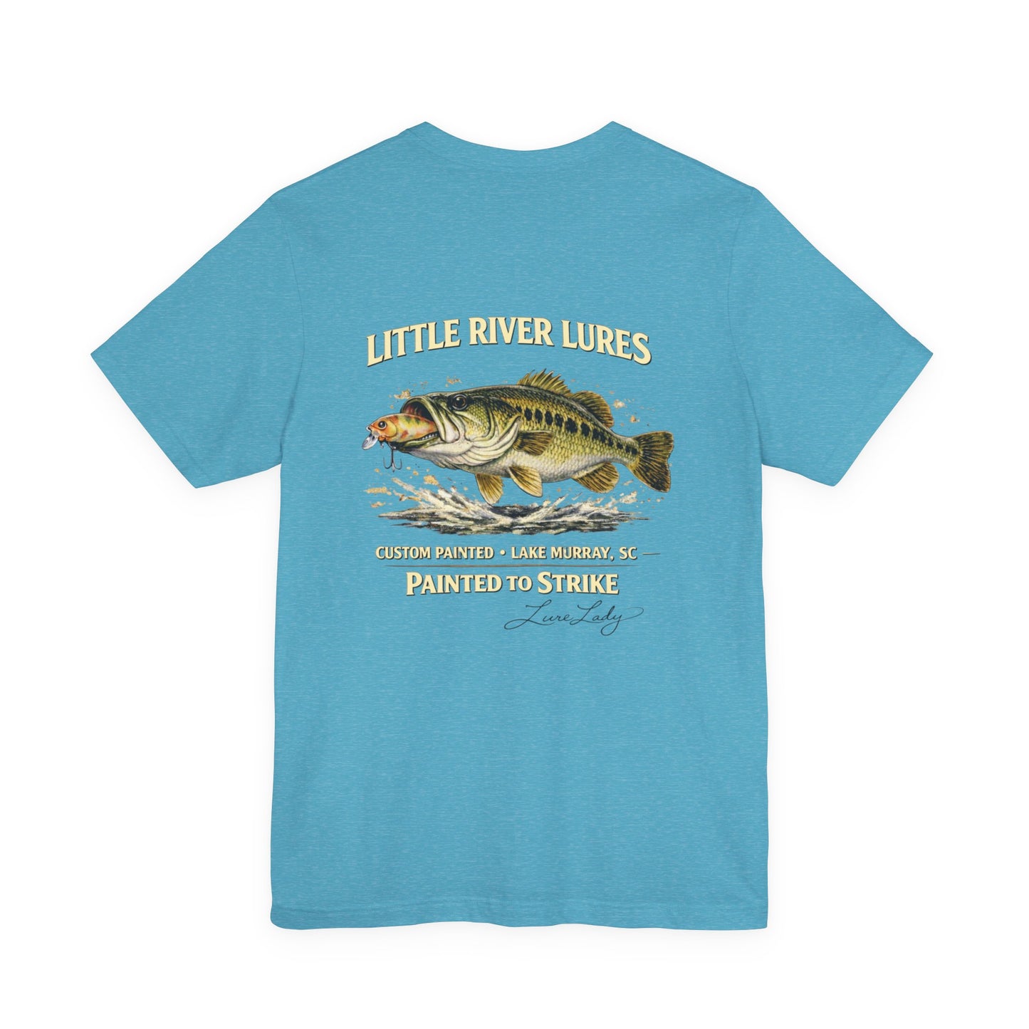 Fishing T-Shirt - Printed on Back - Logo Front Left Chest- “Little River Lures" Bass Graphic Tee