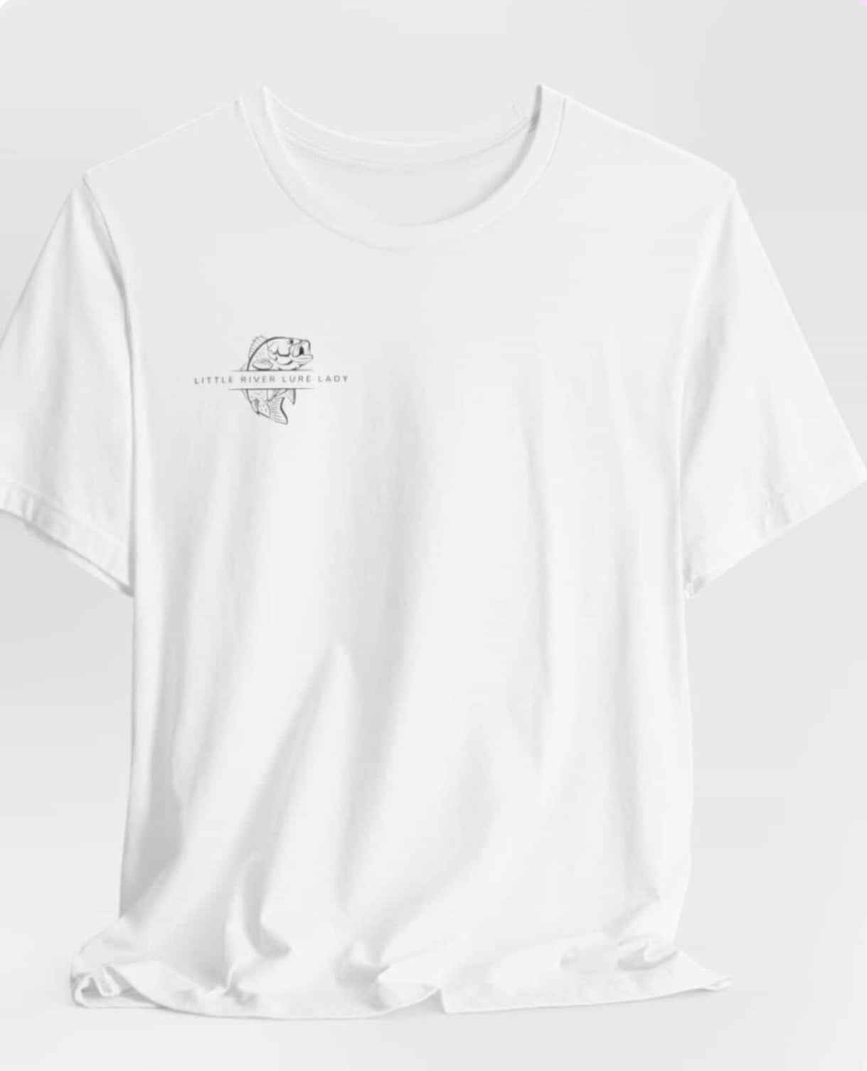 Fishing T-Shirt - Printed on Back - Logo Front Left Chest- “Little River Lures" Bass Graphic Tee
