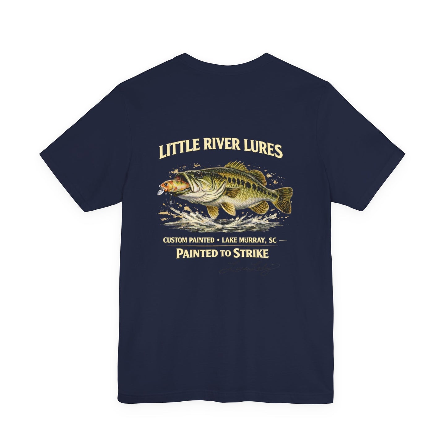Fishing T-Shirt - Printed on Back - Logo Front Left Chest- “Little River Lures" Bass Graphic Tee