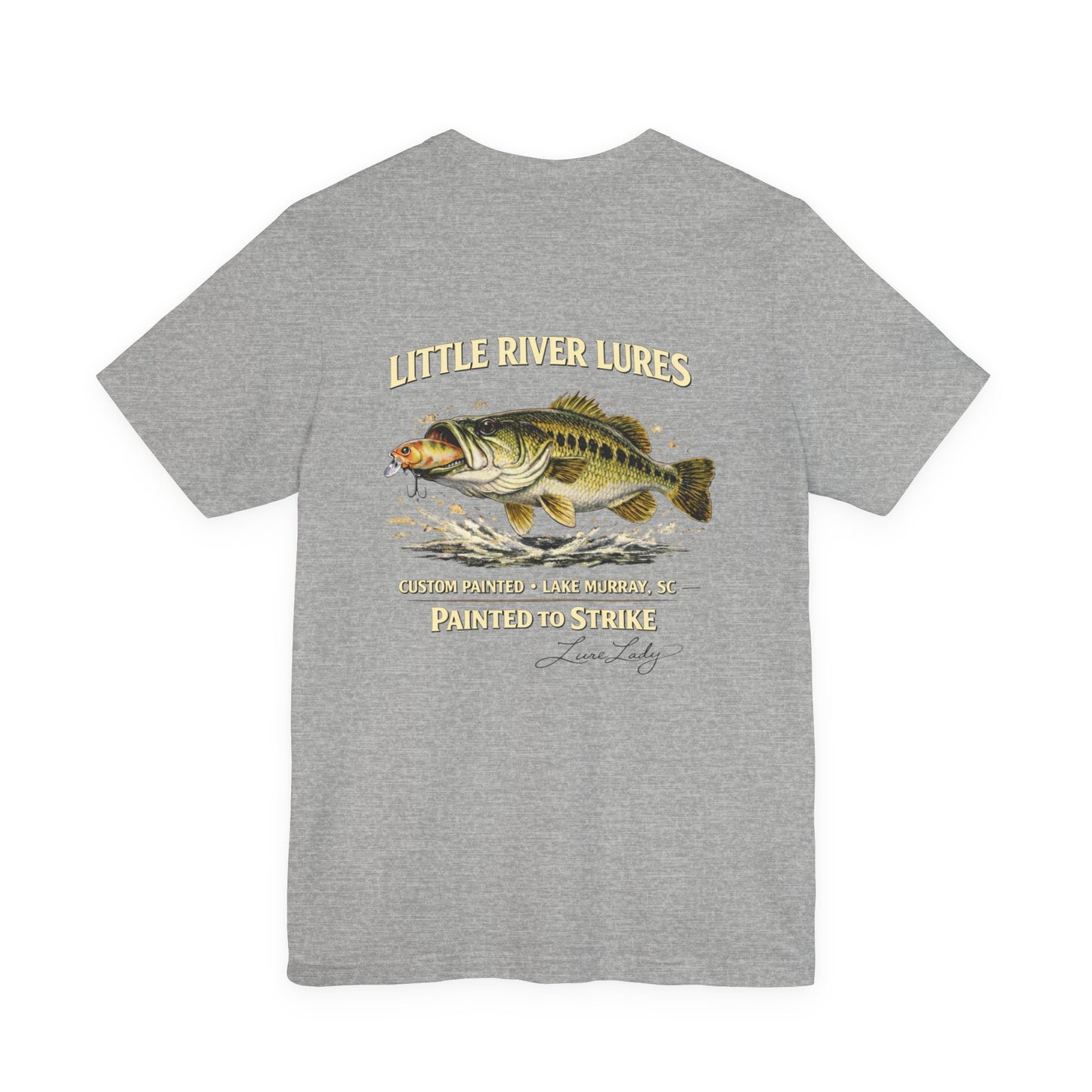 Fishing T-Shirt - Printed on Back - Logo Front Left Chest- “Little River Lures" Bass Graphic Tee