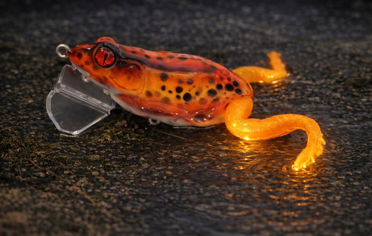 Lure Lady x Lazy Baits Co. Swamp Stalker Frog - Lava Leaper - Resin Jitter Frog comes with 2 sets of glow in the dark legs - 1.5 oz. Swamp Shocker