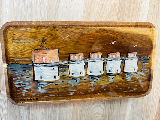 15 x 8 Hand Painted Charcuterie Board by Little River Lure Lady - Food Safe Epoxy - with legs