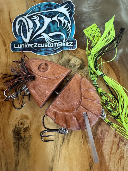 Lunkerz Custom Baitz Z craw - Hand Carved Wooden - 1.5 oz. - Price includes custom paint