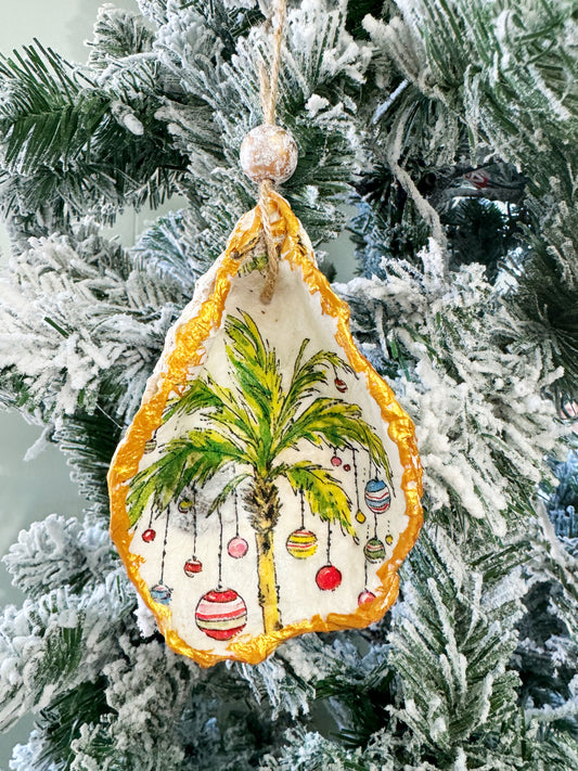 Tropical Holiday Oyster Shell Ornament